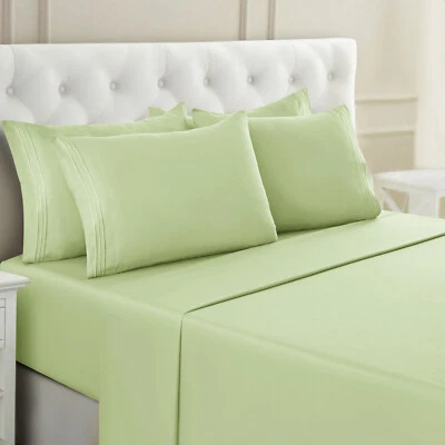 Juego de sábanas completas serie 1800 6 piezas bolsillo profundo suave doble king queen Foto 1 de 4