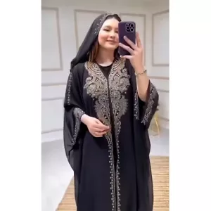 Dubai Abaya Rhinestone Muslim Women Hooded Dresses Kaftan Evening Party Jalabiya - Picture 1 of 48