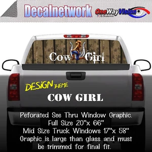 Cow Girl See Thru Window Graphic One Perforated Glass - Picture 1 of 2