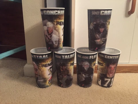 NEW Set of 6 Pittsburgh Penguins Pizza Hut 3D Souvenir Tumblers Cover