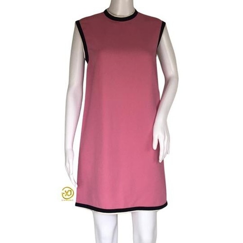 Gucci tunica donna elasticizzata viscosa contrasto orlo grosgrain rosa taglia 42
