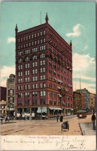 1908 ROCHESTER Nueva York Postal "Edificio Salvaje" Downtown Street Scene Trolley - Imagen 1 de 2