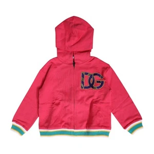 DOLCE & GABBANA Kids Sweater Pink Cotton Logo Hooded Full Zip s. Tag 5 570usd - Picture 1 of 5