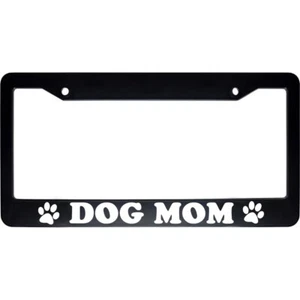 DOG MOM Animal Paws Estampado Negro Automático Placa Etiqueta Marco EE. UU. - Imagen 1 de 2
