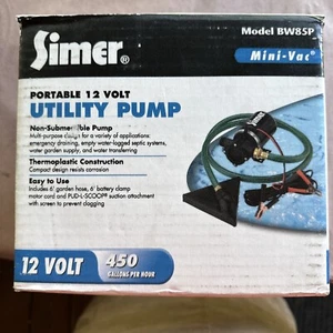 Bomba utilitaria Simer Mini-Vac 12 voltios 450GPH modelo BW85P nueva sin manguera - Imagen 1 de 3