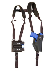 NEW Barsony Brown Leather Vertical Shoulder Holster w/ Mag Pouch Taurus Compact  - Picture 1 of 9