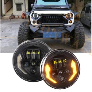 Pair 7" Inch Round LED Headlights Hi/Low Beam DRL for Jeep Wrangler JK TJ CJ LJ - Foto 1 di 7