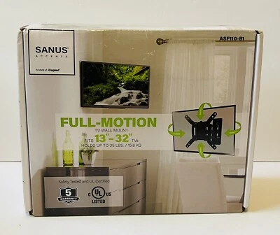 Sanus Accents Full Motion TV Wall Mount for 13"- 30" TVs. Holds Up To 35lb. - Image 1 of 4