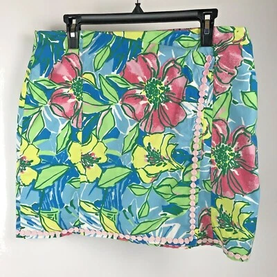 CARIBBEAN JOE Hawaiano SKORT Mini Falda Pantalones Cortos Mujer Talla 10 - Tropical Floral Foto 1 de 4