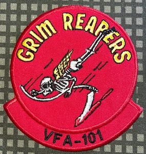 USN Strike Fighter Sq VFA-101 "Grim Reapers" Patch Haken & Bügelbild Repro Neu A713 - Bild 1 von 2