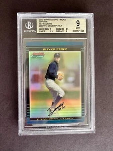 2002 Bowman Draft Picks Chrome Refractor #BDP113 Oliver Perez /300 BGS 9 Mint - Picture 1 of 4
