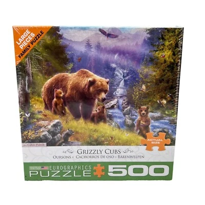 Rompecabezas Eurographics Grizzly Cubs 500 piezas grandes osos montañas silvestres nuevo en caja Foto 1 de 4