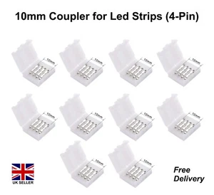 LED Streifen Verbinder 10mm 4-polig lötfrei Clip On für 5050/3528 RGB Streifen - Bild 1 von 5