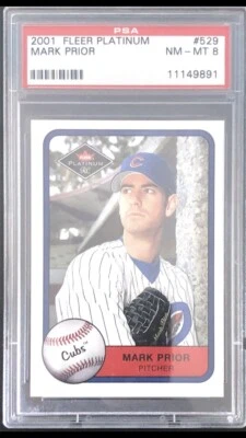2001 FLEER PLATINUM #529 MARK PRIOR RC ROOKIE CARD PSA GRADED 8 - Image 1 of 2