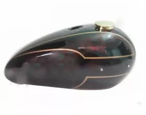 Fits Triumph T140 Black Painted Aluminum Gas Tank With Brass Cap and Tap - Picture 1 of 3