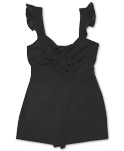 Bar III Ruched-Front Flutter Sleeve Romper, Size 12 - Picture 1 of 3