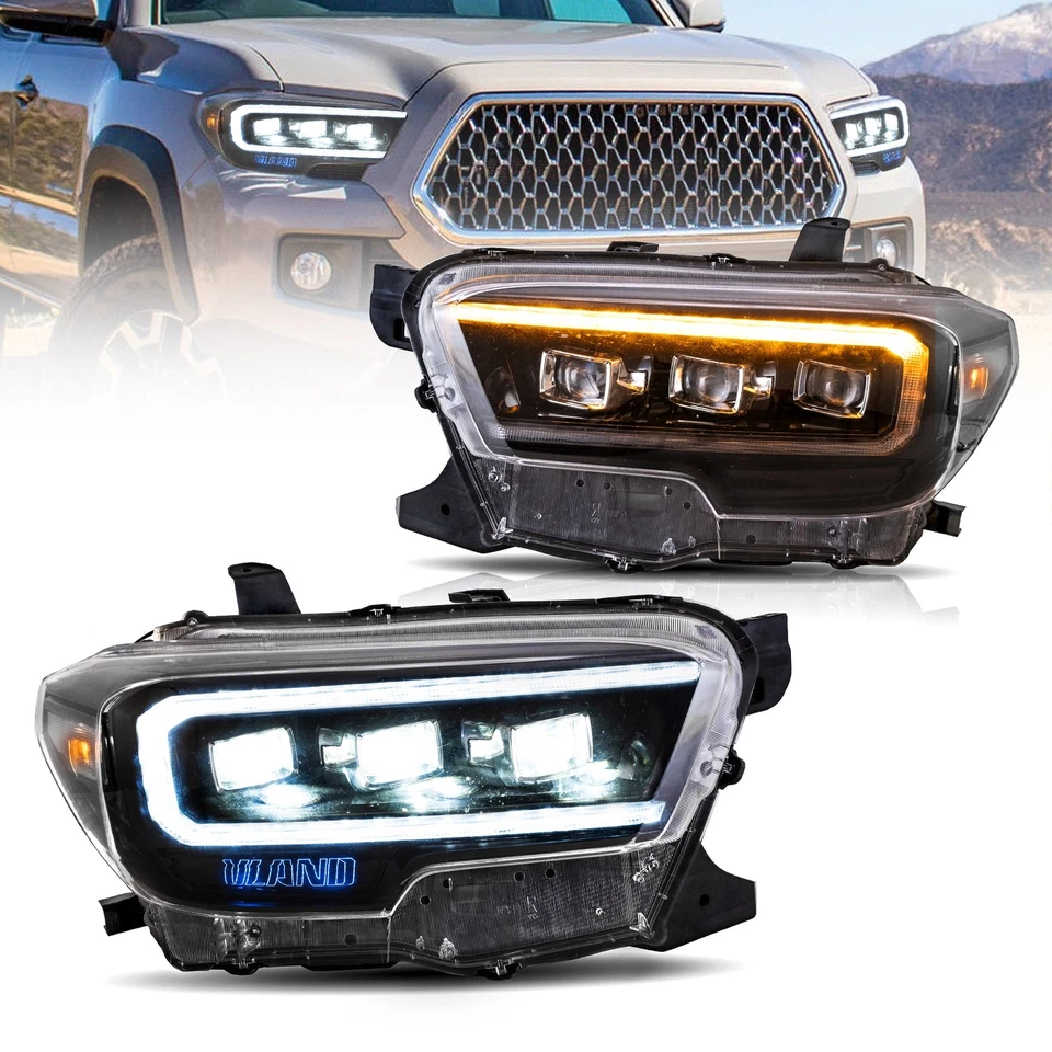 VLAND LED Head Lights Clear Reflector for 2016-2023 Toyota Tacoma W/Sequential - Image 1 of 4