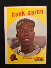 1959 Topps Baseball Card Hank Aaron #380 BV $500 EXMT Range O/C CF