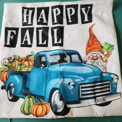 Throw Pillow Cover - Fall Décor - Truck/Gnome - 20x20 - New! - Image 1 of 2