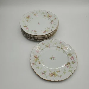 7 Platos de Almuerzo Vintage Hutschenreuther Selb Patrón Hoja de Arce Borde Dorado - Imagen 1 de 7