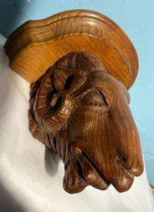 ENKEBOLL DESIGN Hand Carved Wood Ram Motif Wall Mount Shelf 1978 - Picture 1 of 11