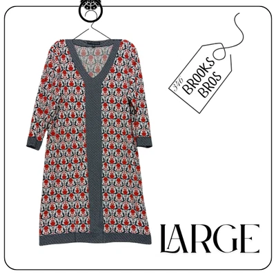 Brooks Brothers 346 Vestido Mujer GRANDE Rojo Negro Elástico Cuello en V Manga 3/4 Cambio Foto 1 de 4