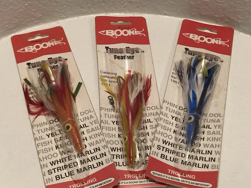 BOONE TUNE глаз перо рыболовные приманки в 3 цвета - 3 приманки лот ML4 - Изображение 1 из 4