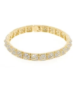 Noir Pave Armreif Armband massiv Messing vergoldet Zirkonia Steine Neu - Bild 1 von 8