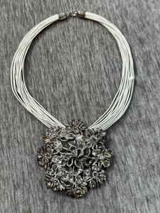 Collar colgante de plata esterlina flor Israel electroforma abstracta declaración EL - Imagen 1 de 12