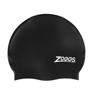 Gorra de natación Zoggs de silicona negra para adultos talla única elástica PVP £10 - Imagen 1 de 1