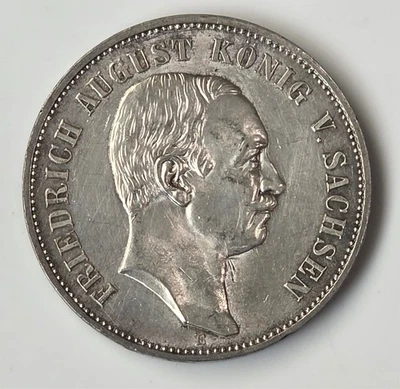 1914-E Saxony Germany German State 5 Marks Silver Coin w/ BU Details - Image 1 of 2