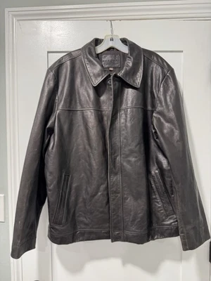 Merona Men's Genuine Leather  Car Coat Jacket Black Size XL - Image 1 of 4