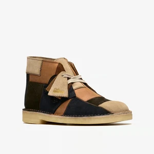 Clarks Originales Hombres Patchwork Desierto Botas Cuero Marrón Gamuza Edición Limitada - Imagen 1 de 8