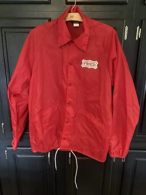 Vintage 80s Men's Frisco Railroad Red Windbreaker Work Jacket Button Up 44-L-46 - Image 1 of 4