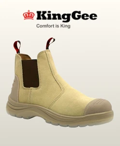 KingGee Wills Suede Steel Cap Gusset Work Boots Safety Sand Leather K25552 - Bild 1 von 2