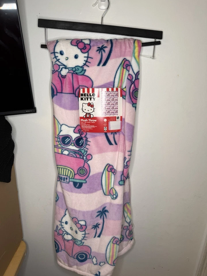 Hello Kitty Rosa Coche Playa Olas Tabla de Surf Verano Púrpura 50 x 70" Manta Foto 1 de 1