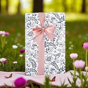 GRAY TIMELESS FLORAL Print Design 24" Gift WRAPPING Paper Choose Length Amount - Picture 1 of 2
