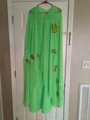 Vestido De Colección Años 70 Verde Neón Motivo Mariposa Gasa Superposición Hecho a Medida Talla 12 Foto 1 de 4