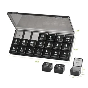 Weekly Pill Organizer 3 Times a Day, 21 Compartments Pill Organizer, Moisture... - Picture 1 of 9