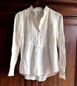 Sundance Blouse PS White Floral Lace Ruffle Boho Minimal Classic Western - Picture 1 of 11