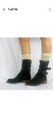 J Jill Marrón Gamuza Hebilla Tobillo Combate Moto Botas Talla 9.5 Foto 1 de 4