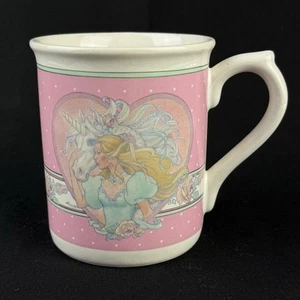 Vtg Enesco Unicorn Princess Mug Dreamy Fantasy Pink Heart Floral - Picture 1 of 9