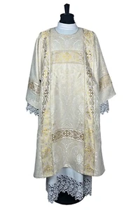 Semi-gothic Dalmatic, open sides, golden brocade, embroidery - Picture 1 of 4