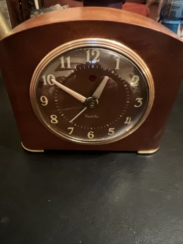 Beautiful Vintage Art Deco Westclox Electric Clock Wood Copper Bezel Just Svced Cover