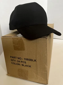 Paquete de 24 gorras de béisbol negras lisas lisas lisas lisas- personalizables-NUEVAS- desgaste exitoso - Imagen 1 de 7