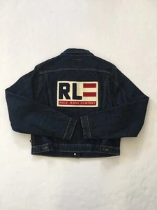 Ralph Lauren Polo Jeans Co. Youth Unisex Denim Jacket Flag Logo Large - Picture 1 of 7
