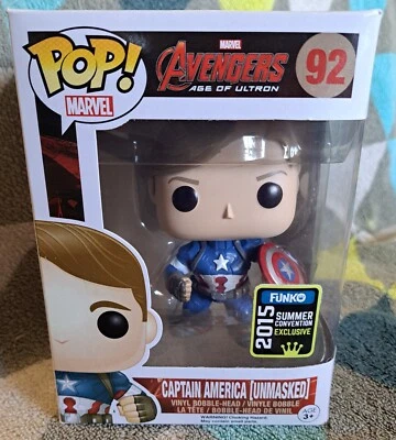 Capitán América Desenmascarado Pop 92 - Marvel Avengers Funko Pop! Conv de verano 2015 Foto 1 de 4