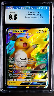 Raichu GX 29/73 NM/Mint CGC 8.5 Shining Legends Graded Pokemon Card 2017 English - Image 1 of 2