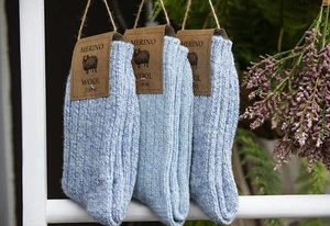 Follkee Women's Merino Wool Blue Socks Perfect for Spring Hiking Great Gift Idea - Picture 1 of 9