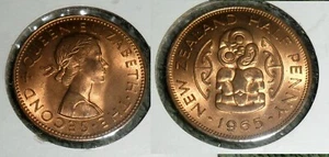 RFM 77164 World Coins New Zealand 1965 1/2 Penny UNC Condition Y28.2 - Picture 1 of 1